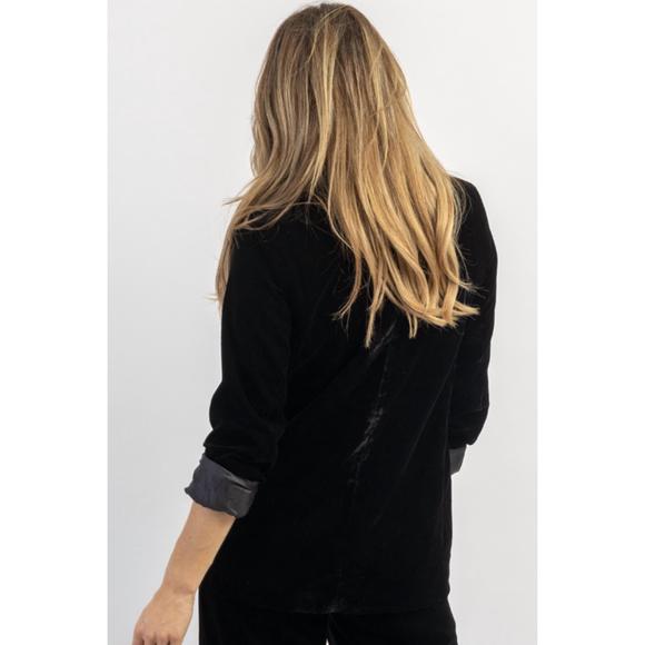 NEW SANS SOUCI elton velvet peak lapel blazer in black - Picture 8 of 8